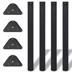 vidaXL 4 pieds de table réglables en hauteur 710 mm Noir