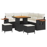 Ensemble de 8 pièces de canapé de jardin avec coussins noir en rattan poly acacia