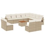 vidaXL Salon de jardin avec coussins 13 Pièces beige résine tressée