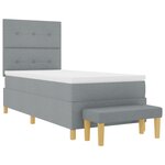 Lit à ressort vidaXL avec matelas et banc gris clair 100x200 cm en tissu