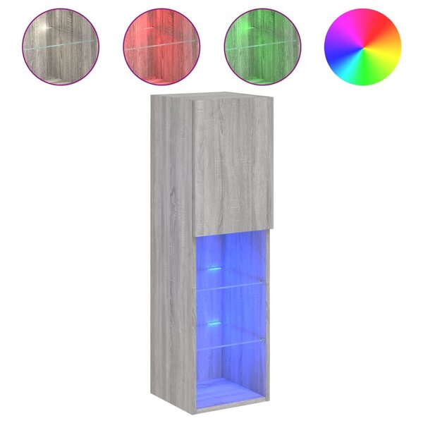 vidaXL Meuble TV avec lumières LED sonoma gris 30 5x30x102 cm