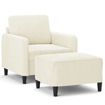 vidaXL Fauteuil avec repose-pied Crème 60 cm Velours
