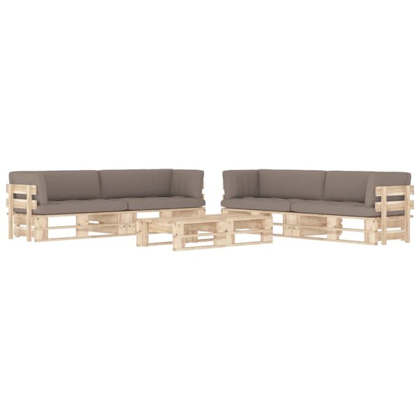 Salon de jardin meuble d'extérieur ensemble de mobilier palette 6 pièces avec coussins bois de pin imprégné 02_0018481