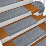 vidaXL Tapis d'escalier 15 Pièces Tissu aiguilleté 65x21x4 cm Gris clair