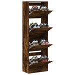 vidaXL Armoire à chaussures 4 tiroirs rabattables chêne fumé