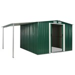 Vidaxl abri de jardin à portes coulissantes vert 386x259x178 cm acier