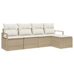 vidaXL Ensemble de Canapé de Jardin de 5 Pièces avec Coussins Beige Poly Rotin