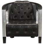 vidaXL Fauteuil en style d'aviation noir cuir véritable