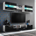 vidaXL Ensemble mural pour TV 5 Pièces avec lumières LED Noir brillant