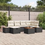 vidaXL Ensemble de 7 Canapés de Jardin avec Coussins Noir Poly Rattan