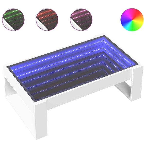 vidaXL Table basse avec LED infini blanc 90x53x30 cm