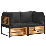 vidaXL Salon de jardin avec coussins 2 Pièces bois massif acacia