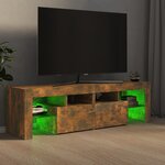 vidaXL Meuble TV avec lumières LED Chêne fumé 140x36 5x40 cm