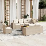 vidaXL Salon de jardin avec coussins 9 Pièces beige résine tressée