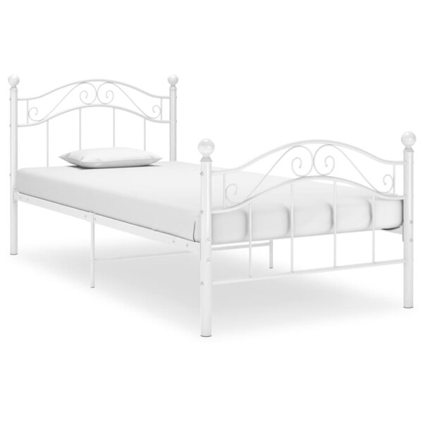 vidaXL Cadre de lit Blanc Métal 90x200 cm