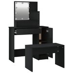 vidaXL Ensemble de coiffeuse avec LED Noir Bois d'ingénierie
