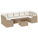 vidaXL Ensemble de Canapés de Jardin de 8 pièces avec Coussins Beige Poly Rattan