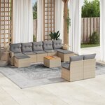 vidaXL Salon de jardin et coussins 10 Pièces mélange beige résine tressée