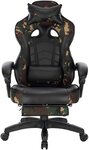 Fauteuils de bureau sport chaise de jeu avec appui-tête coussin lombaire et repose-pieds en cuir synthétique camouflage noir 19_0000081