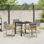 vidaXL Set de salle à manger de jardin de 5 pièces avec coussins en beige poly rattan