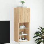 vidaXL Meuble TV avec lumières LED chêne sonoma 40 5x30x102 cm