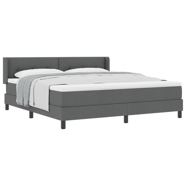 Lit Box Spring vidaXL avec Matelas Gris Foncé 180x200 cm Tissu