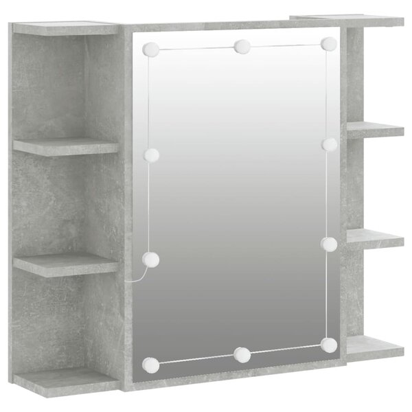 vidaXL Armoire à miroir avec LED Gris béton 70x16 5x60 cm