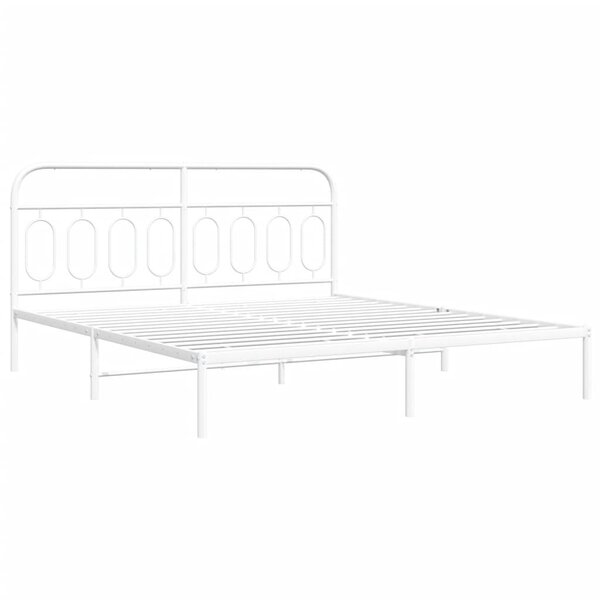vidaXL Cadre de lit métal avec tête de lit blanc 193x203 cm