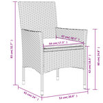 vidaXL Ensemble à manger de jardin et coussins 5 Pièces gris rotin verre