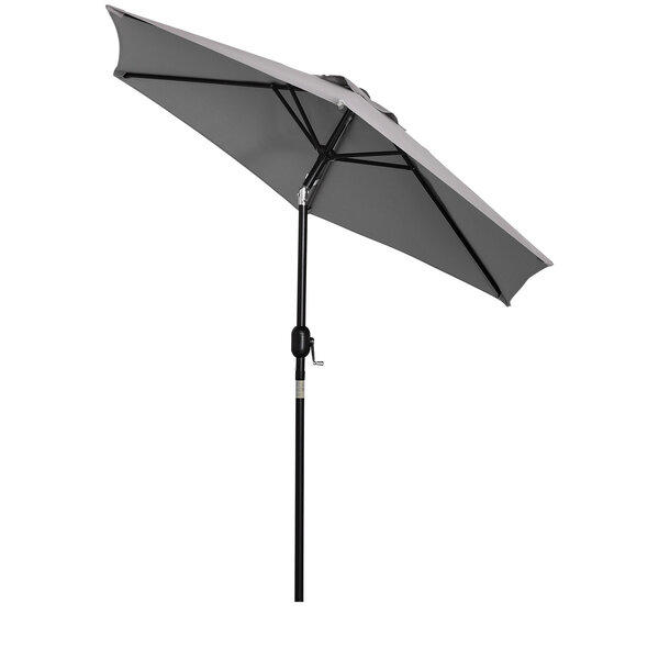 Parasol hexagonal inclinable dim. Ø 2 3 x 2 16H m métal polyester haute densité gris