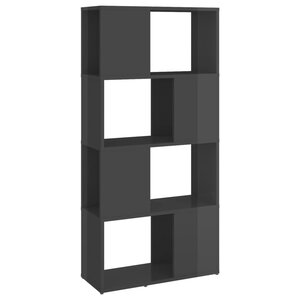 vidaXL Bibliothèque/Séparateur de pièce Gris brillant Bois ingénierie