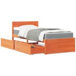 vidaXL Lit avec tiroirs/matelas cire marron 100x200 cm bois massif pin
