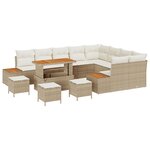 Ensemble de Canapé de Jardin vidaXL 13 pièces avec Coussins Beige Rotin Poly Acacia