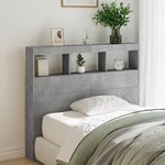 vidaXL Armoire tête de lit avec LED gris béton 120x17x102 cm