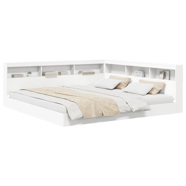 vidaXL Lit avec bibliothèque blanc 180x200 cm en bois d'ingénierie