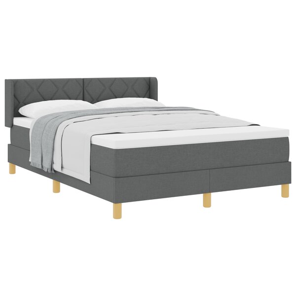 Lit à ressorts vidaXL avec matelas gris foncé 140x190 cm tissu