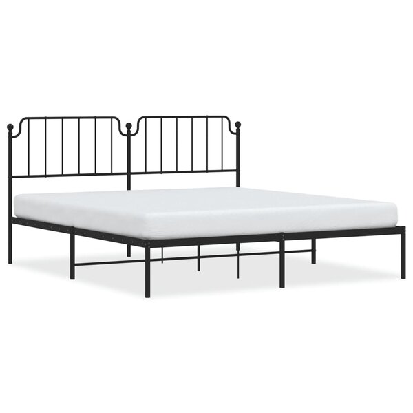 vidaXL Cadre de lit métal avec tête de lit noir 183x213 cm