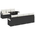 Ensemble de canapés de jardin 8 pièces avec coussins en rotin noir poly