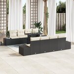 vidaXL Ensemble de canapés de jardin 9 pièces avec coussins noir rotin poly