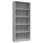vidaXL Bibliothèque 5 niveaux Sonoma gris 80x24x175 cm