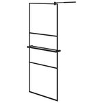 vidaXL Paroi de douche avec étagère Noir 80x195 cm Verre ESG&Aluminium