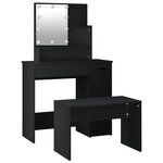 vidaXL Ensemble de coiffeuse avec LED Noir Bois d'ingénierie