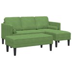 Canapé de jardin vidaXL avec banc et coussins en velours vert clair en L