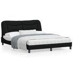 vidaXL Cadre de lit avec lumières LED noir 160x200 cm tissu