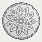 Tapis extérieur terrasse réversible rond - Tapis de jardin imperméable et résistant UV - Henna - Gris - 180 cm - HOMESCAPES