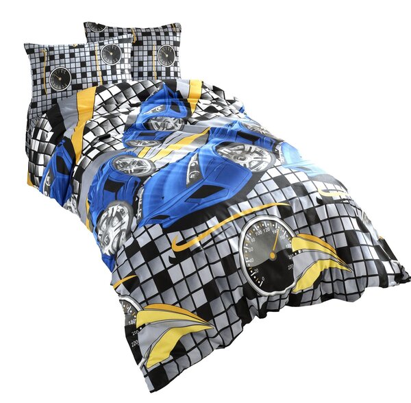 Parure de lit bleue SPEED 140 x 200 cm