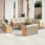 vidaXL Salon de jardin avec coussins 12 Pièces beige résine tressée