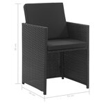 vidaXL Salon de jardin 3 Pièces avec coussins Résine tressée Noir