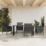 vidaXL Ensemble à manger de jardin 5 Pièces noir résine tressée et acier