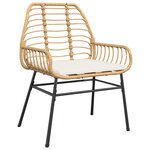 vidaXL Chaises de jardin lot de 2 et coussins marron rotin